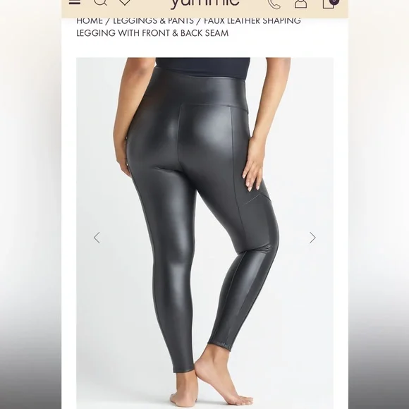 Yummie faux leather legging front & back seams 2X XXL new - Picture 4 of 6